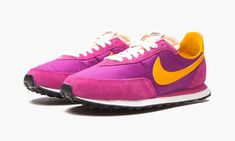 The Nike Waffle Trainer 2 “Fireberry” is a throwback design that harkens back to the brand’s most popular performance running shoes of the 1970s.  The Waffle Trainer is in the same category as early Nike running shoes like the LDV, Waffle Racer, and Daybreak, three styles that have been used in one way or another by fashion brands such as sacai and Undercover in collaborations with Nike in recent years.  The Waffle Trainer 2 “Fireberry” appears as if it were directly sourced from the pages of an Retro Low-top Running Shoes, Retro Pink Sports Sneakers, Retro Pink Sneakers For Sports, Nike Retro Running Sneakers, Retro Nike Sneakers For Running, Retro Nike Running Sneakers, Retro Nike Running Shoes With Branded Insole, Retro Running Shoes With Rubber Sole For Sports, Retro Nike Running Shoes