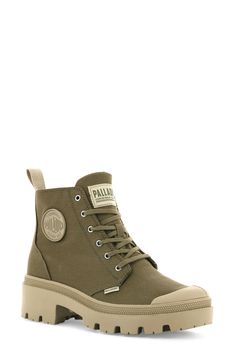 A tonal logo patch accentuates the sporty style of a high-top–inspired bootie set on a sturdy lugged sole. Lace-up style; inside zip closure Textile upper and lining/rubber sole Imported Women's Shoes Casual Ankle-high Hiking Boots For Streetwear, Casual Lace-up Boots With Lug Sole For Outdoor, Urban High-top Lace-up Boots For Fall, Casual Hiking Boots With Rubber Sole For Streetwear, Casual High Ankle Boots With Rubber Sole, Urban Lug Sole Boots For Fall, Urban Boots With Lug Sole For Fall, Urban High-top Platform Boots, High-top Sneakers For Streetwear, Fall Season