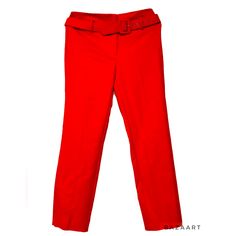 Brand New Hight Waisted Red Colored Pant . Excellent Rsistant And Stretchy Fabric . Unique Style With Addition Of That Assorted Belt To Boost Your Fantastic Body Shape And To Lift Up Your Overall Appearance . Measurements Shown On The Pictures . Moderate Stretch . -Size 40 Eu , Size L Or 12 Us -Approximately 37 “ Long -Waist : 34 -36 “ Please Ask Me Any Question . Thanks For Visiting My Closet ! Red Mid-rise Work Pants, Fitted Red Bottoms With Belt Loops, Fitted Red Pants With Belt Loops, Chic Red Mid-rise Pants, Red Pants With Belt Loops For Spring, Chic Red Pants With Belt Loops, Stretchy Pants, Colored Pants, Jumpsuit Trousers