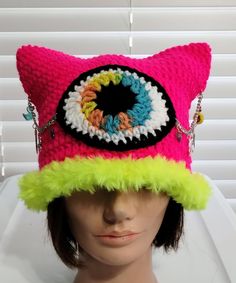 Made with acrylic yarn and a fuzzy soft yarn on the brim  Look stylish with this Cat hat at any festival!  Very comfyHat is approx 22" in circumference Fuzzy Cat, Cat Hat, San Bernardino, Bucket Hats, Crochet Hat, Soft Yarn, Look Stylish, Third Eye, Acrylic Yarn