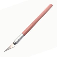 a pink pen with a silver tip on it