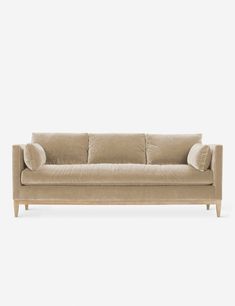 Modern Parisian Sofa, Timeless Couches Sofas, Airy Modern Living Room, Modern Velvet Couch, Tan Velvet Couch, Beige Velvet Couch, Dark Brown Velvet Sofa, Simple Couches Living Room, Sand Colored Couch