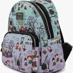 The Cartoon Halloween Mini Backpack is a playful and practical accessory, perfect for kids who enjoy spooky-themed designs. With its vibrant characters and Halloween motifs, this backpack adds a touch of fun to any outing. Features: Material: Constructed from durable faux leather, making it easy to clean and long-lasting. Size: 21 cm high, 10 cm wide, and 3 cm deep. Special Features: Features adjustable straps and a top handle for easy carrying. Technical Specifications: Equipped with a secure z Themed Backpack For Everyday Use And Halloween, Halloween Themed Travel Backpack, Themed Halloween Travel Backpack, Black Disney Backpack For Halloween, Themed Multicolor Backpack For Theme Park, Cute Halloween Travel Backpack, Halloween Standard Backpack With Zipper Closure, Themed Backpack For Cosplay, Disney Halloween Backpack For Disney Trips