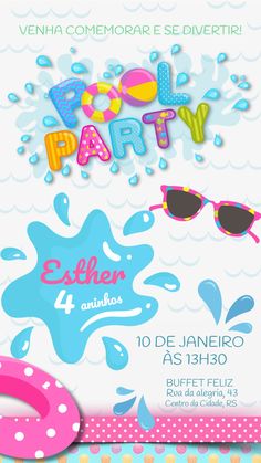 a party flyer with sunglasses and an inflatable pool floater