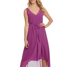 Express Dkny Purple Belted Chiffon Dress New With Tags 2x Size 14 2x Size 10 Great Dress Wedding Or For Bridesmaids.. Easy, Comfy And Simple. V-Neck Sleeveless Detachable Belt Machine Wash High/Low Hi Low Skirts, Dkny Dress, Flowy Design, Hi Low Dresses, Summer Vintage, Soft Summer, Swimsuits For All, Swimsuit Cover Ups, Dillard's