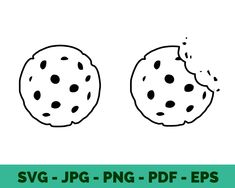 two chocolate chip cookies with the words svg jpng - png - pdf - eps