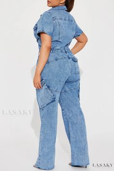 Lasaky - High Waist Denim Shortsleeve Jumpsuit with Pocket Details Denim Romper Shorts, Jumpsuit Short Sleeve, Jumpsuit Short, Dress Night Out, Denim Chic, Loungewear Jumpsuit, Denim Romper, Night Out Dress, Daily Dress