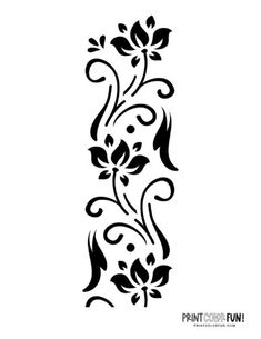 a black and white floral design on a white background