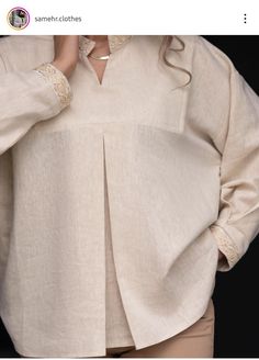 Fashion Tops Blouse Style, Linen Style Fashion, Latest Blouse Designs Pattern, Kurti Designs Latest, Iranian Women Fashion, Stylish Short Dresses, Women Blouses Fashion, Mode Abaya