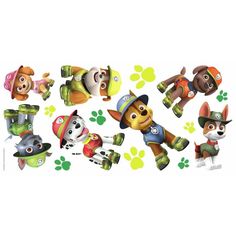 the paw patrol wall decals are in various sizes and colors, including one for each dog