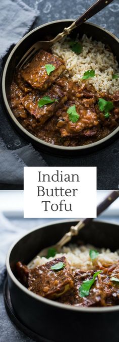 Indian Butter TOFU! This vegan adaptable recipe is full of flavor and simple to make! Indian Butter Chicken, Tofu Recipes, Spicy Recipes, Sin Gluten, Pita, Lunch Recipes, Meat Recipes, Pork Recipes, Baby Food Recipes