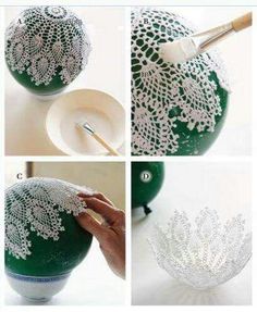 the instructions for how to decorate a vase with lace