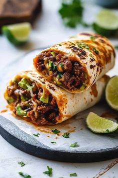 Beef Burritos Burrito With Ground Beef, Healthy Tortilla Recipes Meals, Ground Beef Tostadas, Fried Rice Burrito, Beef And Potato Burrito, Best Burrito Recipe, Burrito Supreme Recipe, Burrito Aesthetic, Beef Burrito Recipes