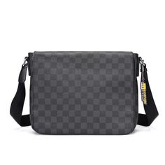 Small-Monogram-Messenger-Bag-front Classic Black Portable Shoulder Bag, Retro Business Crossbody Shoulder Bag, Classic Portable Shoulder Bag For Everyday Use, Classic Portable Shoulder Bag, Retro Rectangular Business Bags, Classic Portable Satchel Shoulder Bag, Classic Portable Shoulder Satchel, Retro Business Satchel Bag, Retro Black Shoulder Bag For Business