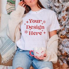 White Comforter, Christmas Tshirt, Holiday Shirt, Brand Image, Tshirt Mockup, Shirt Mockup, Holiday Shirts, Free Mockup, Baby Bag