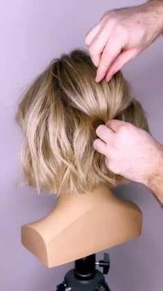 Joseph I'Anson | Are you looking for an easy half up style on short hair?…. Then this nice and Easy tutorial for a half up on short bob length hair is for... | Instagram Wedding Hair Looks For Short Hair, French Roll For Short Hair, How To Half Up Hairstyles, Updo Tutorial For Short Hair, Half Up Chin Length Hair, Formal Style For Bob Hair, Easy Wedding Hairstyles Do It Yourself Half Up Short Hair, Bob Hair Upstyles, Short Hair Updo With Clip