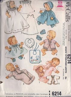 an old fashioned sewing pattern for baby dolls