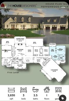 the house designers'pepperwood place floor plan