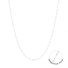 Step up your style game with this paperclip chain necklace in 14k white gold. This 18-inch chain features elongated, rectangular links that mimic the shape of a paperclip. Wear it solo for a minimalist statement or layer it with your favorite necklaces to create a chic, on-trend look. Plain Jewelry, Paperclip Chain Necklace, Paper Clip, Step Up, Chain Necklace, White Gold, Necklaces, Chain, Gold