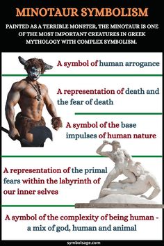 Symbolism of Minotaur. Minotaur Greek Mythology, Greek Mythical Creatures, Greek Monsters, Primal Fear, World Mythology, Greek Mythology Gods, Ancient History Facts, The Minotaur