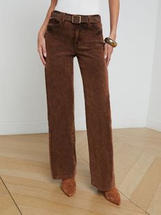 L'AGENCE - Scottie High-Rise Wide-Leg Corduroy Jean in Saddle Brown Knit Denim, Fall Clothing, Corduroy Jeans, Saddle Brown, Colored Pants, Trendy Fall, Fall Skirts, Fall Collection, Summer Skirts