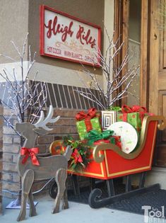 a sleigh ride with presents on it