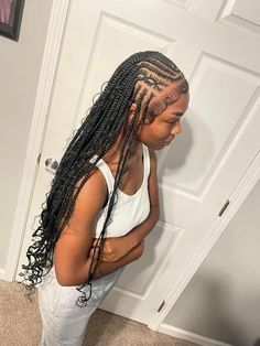 Shein Cardigan Outfit, Bohemian Fulani Braids With Curls, Hair Styles Weave Braids Hairstyles, Funali Braids, Sleek Ponytail Hairstyles, Fest Outfits