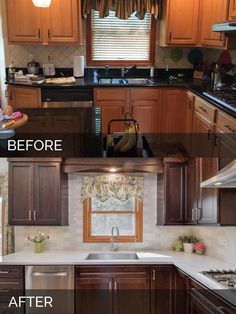 before and after pictures of a kitchen remodel