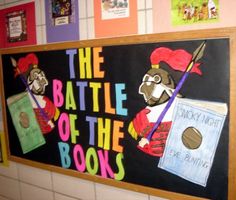 the battle of the books bulletin board is decorated