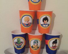 there are many dragon ball cups on this plate