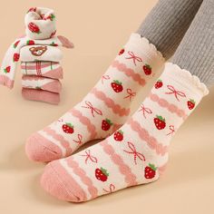 Cute Multicolor Winter Socks, Cute Winter Non-slip Socks, Sweet Pink Socks For Gifts, Pink Winter Socks For Gifts, Pink Winter Socks For Gift, Pink Winter Socks As Gift, Cute Red Cotton Socks, Cute Non-slip Socks For Spring, Pink Cotton Socks For Stocking Stuffers