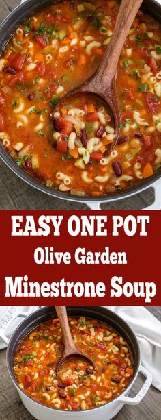 an easy one pot olive garden minestone soup is ready to be eaten in the oven