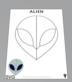 an alien head is shown in the shape of a heart with two leaves on it