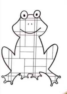 a drawing of a frog sitting on top of a piece of paper with eyes wide open