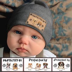 Custom Baby Beanie - Protected by (DCork) Adjustable Warm Beanie As Gift, Personalized Winter Hats For Gifts, Personalized Winter Hats As Gifts, Cute Winter Bonnet As Gift, Gift Beanie, Christmas Gift For Baby, Knitted Beanie Hat, Going To School, Baby Christmas Gifts