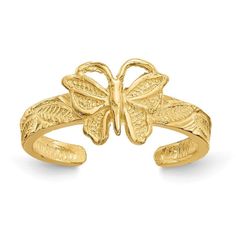 14k Yellow Gold Butterfly Toe Ring *Made With Solid 14k Yellow Gold *Comes In Gift Box. * Polished Finish Material: Primary - Purity:14k|Finish:Polished|Band Width:2 Mm|Feature:Solid| Material: Primary:Gold|Product Type:Jewelry|Jewelry Type:Rings|Sold By Unit:Each|Material: Primary - Color:Yellow|Ring Type:Toe|Ring Top Length:8 Mm Diamond Cut Yellow Gold Toe Ring, Yellow Gold Diamond Cut Toe Ring, Adjustable Yellow Gold Butterfly Ring, Adjustable Gold-colored Sterling Silver Butterfly Ring, Gold Sterling Silver Butterfly Ring For Anniversary, Yellow Gold Stamped 14k Toe Ring, Yellow Gold Toe Ring Stamped 14k, Formal Yellow Gold Toe Ring Jewelry, Gold Sterling Silver Butterfly Promise Ring