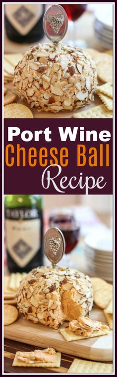 port wine cheese ball recipe on a cutting board