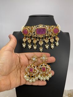 We bring beautiful Jewelry sure to elevate any look! Kindly pay attention to all photos and video and ask questions about the item prior to ordering. Bollywood Style Dual-tone Chandbali Jewelry Sets, Pink Fusion Jewelry For Formal Occasions, Traditional Pink Kundan Necklace For Formal Occasions, Pink Kundan Fusion Jewelry, Pink Jewelry With Intricate Design For Party, Bollywood Style Dual-tone Jewelry For Celebration, Pink Intricate Jewelry For Diwali, Festive Fusion Pink Jewelry, Dual-tone Bollywood Jewelry For Wedding