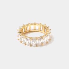 Lexx Gold Radiant Cut Eternity Ring - Jooel Luxe Jewelry, Full Eternity Ring, Pandora Rings, Radiant Cut, Cute Rings, Girly Stuff, Sterling Silver Bands, Boutique Jewelry, Perfect Ring