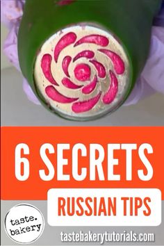 a bottle with the words 6 secrets russian tips on it and an image of flowers