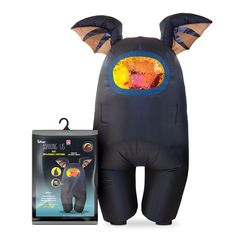 an inflatable costume with ears and tail is next to a package for halloween