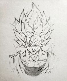 a drawing of gohan from the dragon ball series, drawn in pencil on paper