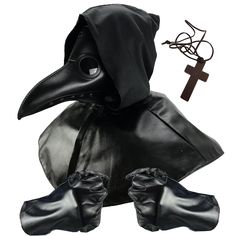 PRICES MAY VARY. Package included : 1 pc Faux leather mask + 1 pc Hooded Faux leather cloak + 1 set Gloves + 1pc Cross Necklace One size fits most adults, teens and bigger kids. Mask with adjustable head belt. Snaps on the PU leather cloak for two different sizes. Black hood attached to the leather cloak. PU Leather materials. Ideal addition to your party, Halloween, Masquerade Costume, Steampunk costume, Plague doctor costume, Mardi Gras Carnival. Plague Doctor Halloween Costume, Leather Cloak, Doctor Bird, Plague Doctor Costume, Bird Mask, Doctor Costume, Bird Masks, Mardi Gras Carnival, Masquerade Costumes