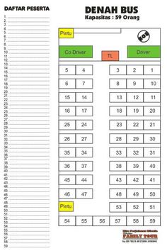 the seating map for denah bus