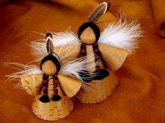 Southwestern Christmas Ornaments, Birch Bark Crafts, Birch Craft, Native American Dolls, Christmas Angel Ornaments, Angel Crafts