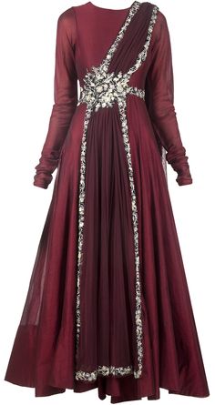 Maroon anarkali with attached dupatta available only at Pernia's Pop-Up Shop. Maroon Anarkali, Arabic Fashion, Indian Closet, Ridhi Mehra, Indian Designers, Pakistani Designer Clothes, Amazing India, Attractive Dresses