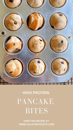 a pan filled with muffins sitting on top of a table