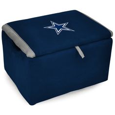 a blue ottoman with a white star on it