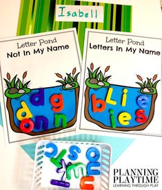 two children's book covers with letters in the same language and an image of a plant