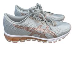 (Nwot) Asics Womens Gel Quantum 90 1022a213 Gray Casual Shoes Sneakers Size 9.5 Brand New! Never Been Born! Gray With Peach Accents Count Down The Miles In Comfort Wearing The Asics Gel Quantum 90! The Breathable Mesh Upper Wraps Your Foot In A Comfort Focused Package With A Cushioned Ortholite Insole, Cushioning Eva Midsole, Rearfoot Gel Technology Cushioning System For Shock Absorbing Comfort, Durable Rubber Outsole, And Breathable Mesh Lining To Help Wick Sweat Away From Your Foot To Reduce Abrasion And Discomfort. Mesh Upper Secure Lace-Up Closure Cushioned Ortholite Insole Eva Midsole Rearfoot Gel Technology Cushioning System For Shock Absorbing Comfort Durable Outsole Breat Casual Shoes Sneakers, Asics Women, Breathable Shoes, Comfort Wear, Asics Gel, Casual Shoes, Athletic Shoes, Shoes Sneakers, Lace Up